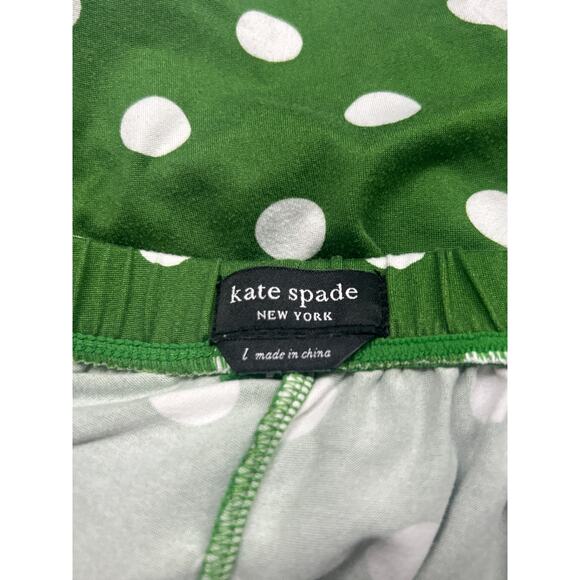 Kate Spade Green Pink White Polka Dots Pajama Shorts Set Size Large - Picture 13 of 13
